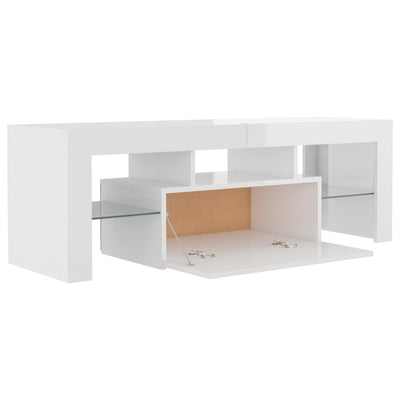 TV Cabinet with LED Lights High Gloss White 120x35x40 cm