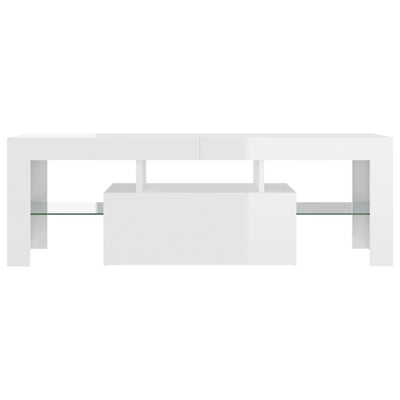 TV Cabinet with LED Lights High Gloss White 120x35x40 cm