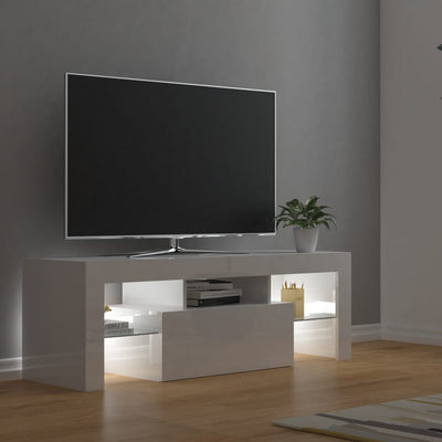 TV Cabinet with LED Lights High Gloss White 120x35x40 cm