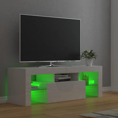 TV Cabinet with LED Lights High Gloss White 120x35x40 cm