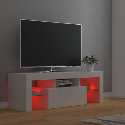 TV Cabinet with LED Lights High Gloss White 120x35x40 cm