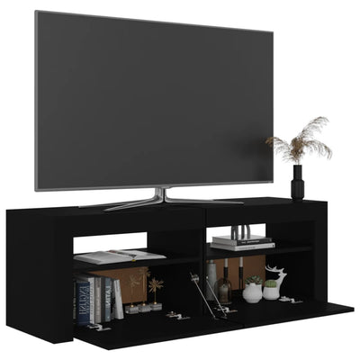 TV Cabinet with LED Lights Black 120x35x40 cm