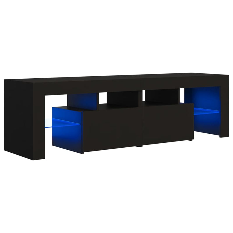 TV Cabinet with LED Lights Black 140x36.5x40 cm