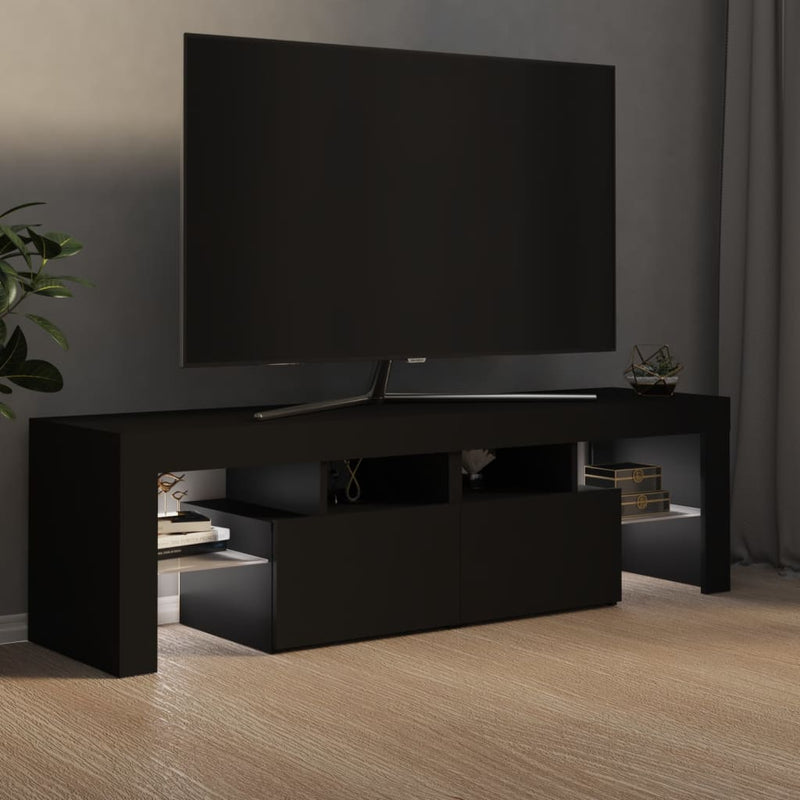 TV Cabinet with LED Lights Black 140x36.5x40 cm