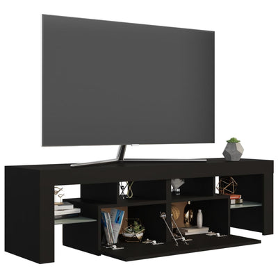 TV Cabinet with LED Lights Black 140x36.5x40 cm