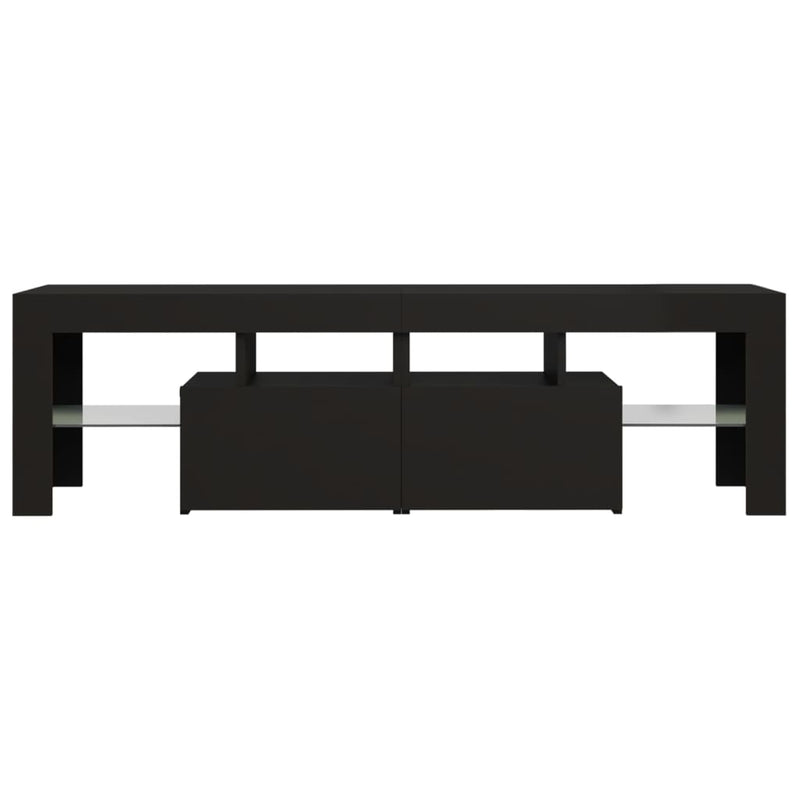 TV Cabinet with LED Lights Black 140x36.5x40 cm