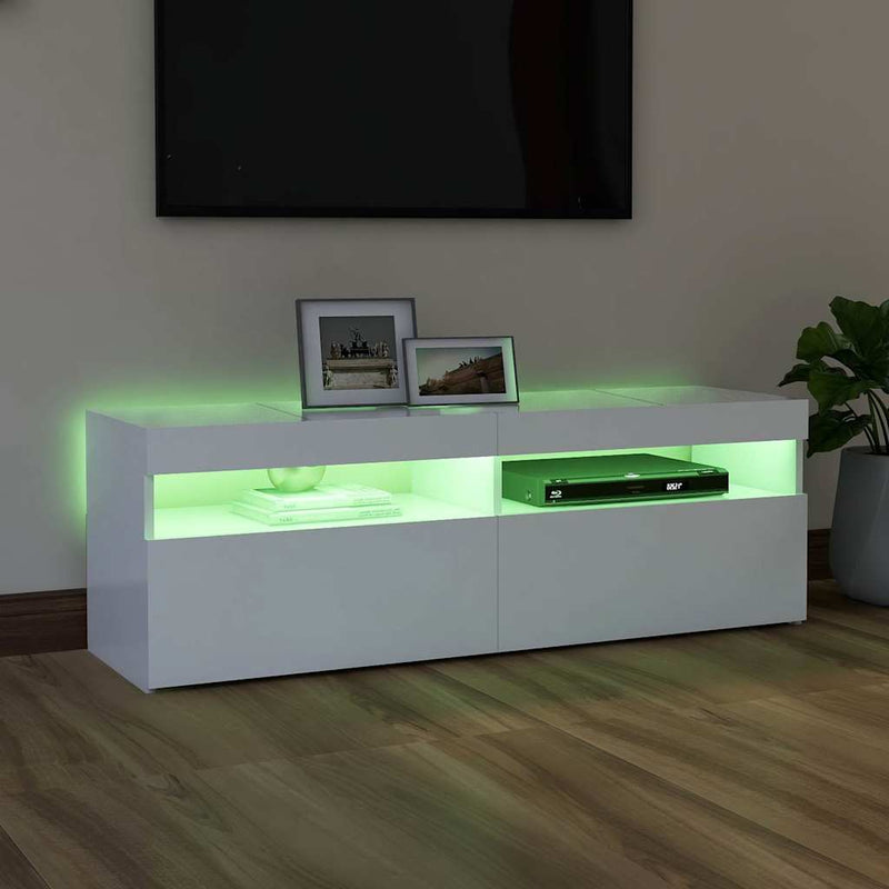 TV Cabinet with LED Lights White 120x35x40 cm