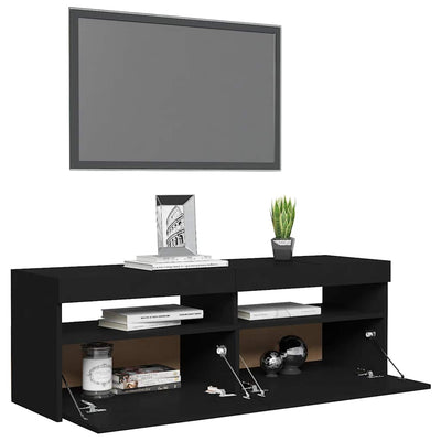 TV Cabinet with LED Lights Black 120x35x40 cm