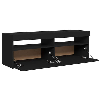 TV Cabinet with LED Lights Black 120x35x40 cm