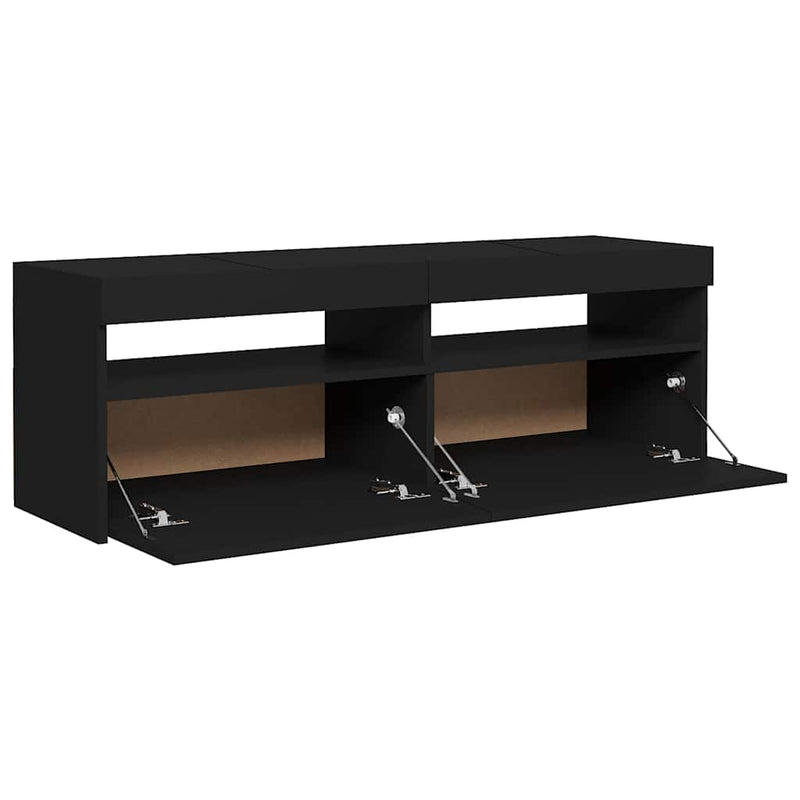 TV Cabinet with LED Lights Black 120x35x40 cm