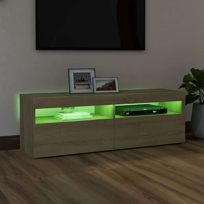 TV Cabinet with LED Lights Sonoma Oak 120x35x40 cm