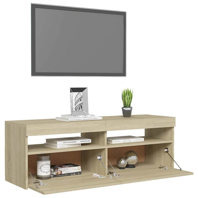 TV Cabinet with LED Lights Sonoma Oak 120x35x40 cm