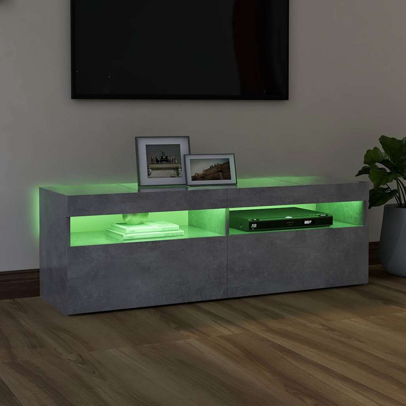 TV Cabinet with LED Lights Concrete Grey 120x35x40 cm