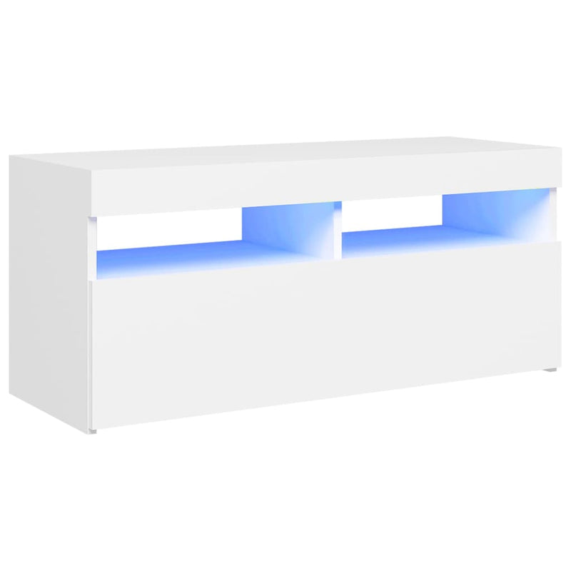 TV Cabinet with LED Lights White 90x35x40 cm
