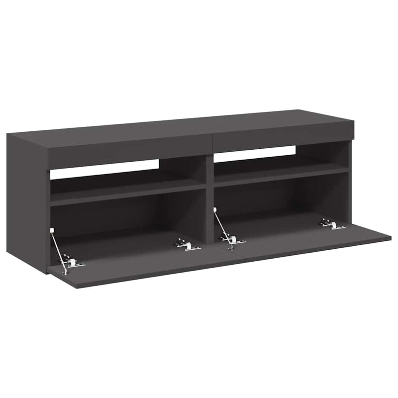 TV Cabinets with LED Lights 2 pcs Grey 60x35x40 cm