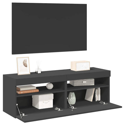 TV Cabinets with LED Lights 2 pcs Grey 60x35x40 cm