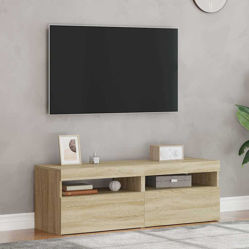 TV Cabinets with LED Lights 2 pcs Sonoma Oak 60x35x40 cm