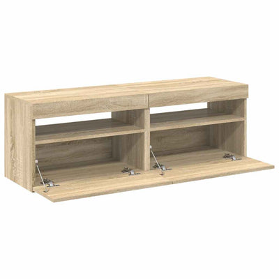 TV Cabinets with LED Lights 2 pcs Sonoma Oak 60x35x40 cm