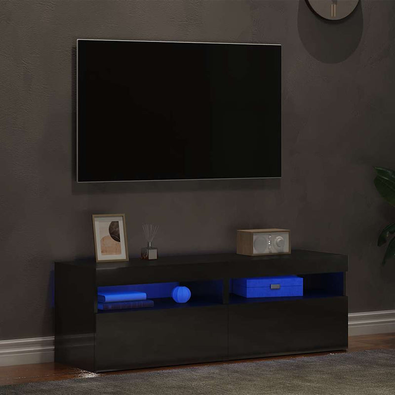 TV Cabinets with LED Lights 2 pcs High Gloss Grey 60x35x40 cm