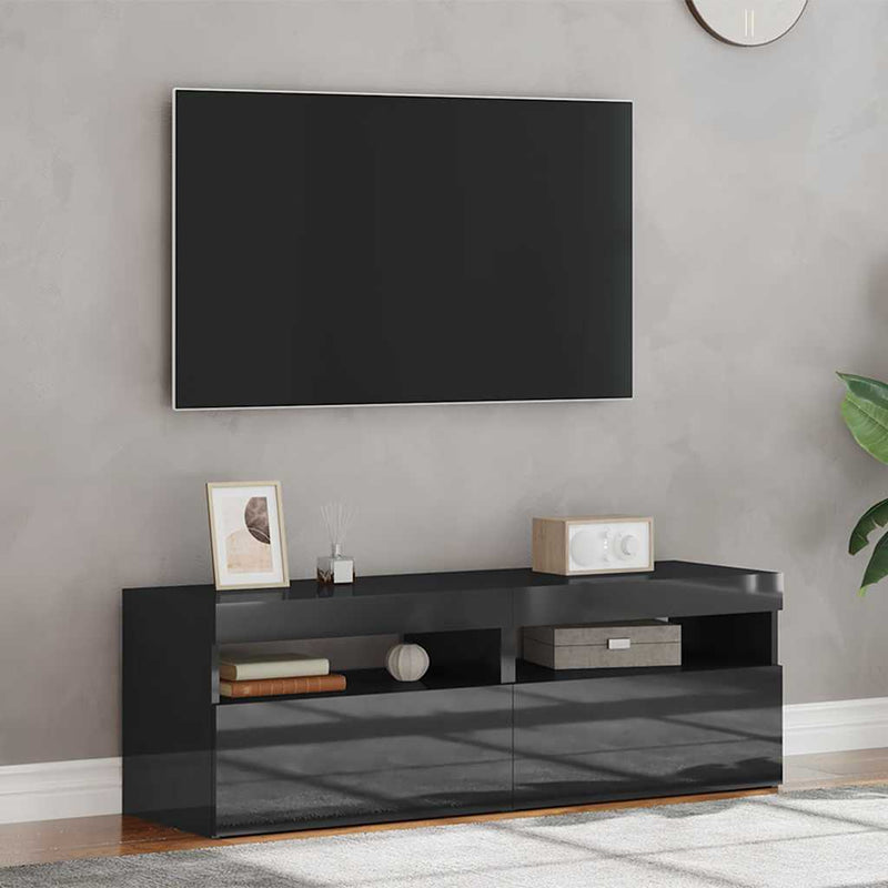 TV Cabinets with LED Lights 2 pcs High Gloss Grey 60x35x40 cm