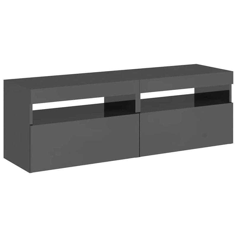 TV Cabinets with LED Lights 2 pcs High Gloss Grey 60x35x40 cm