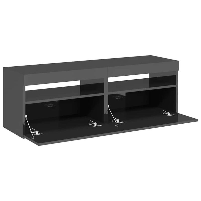 TV Cabinets with LED Lights 2 pcs High Gloss Grey 60x35x40 cm