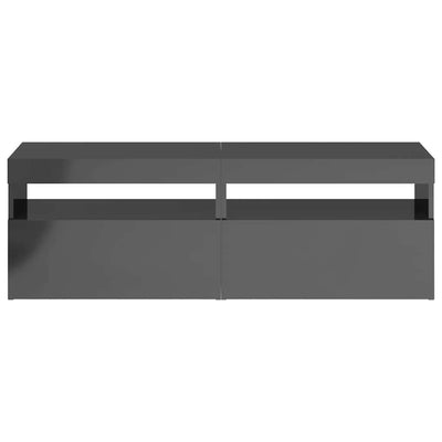 TV Cabinets with LED Lights 2 pcs High Gloss Grey 60x35x40 cm