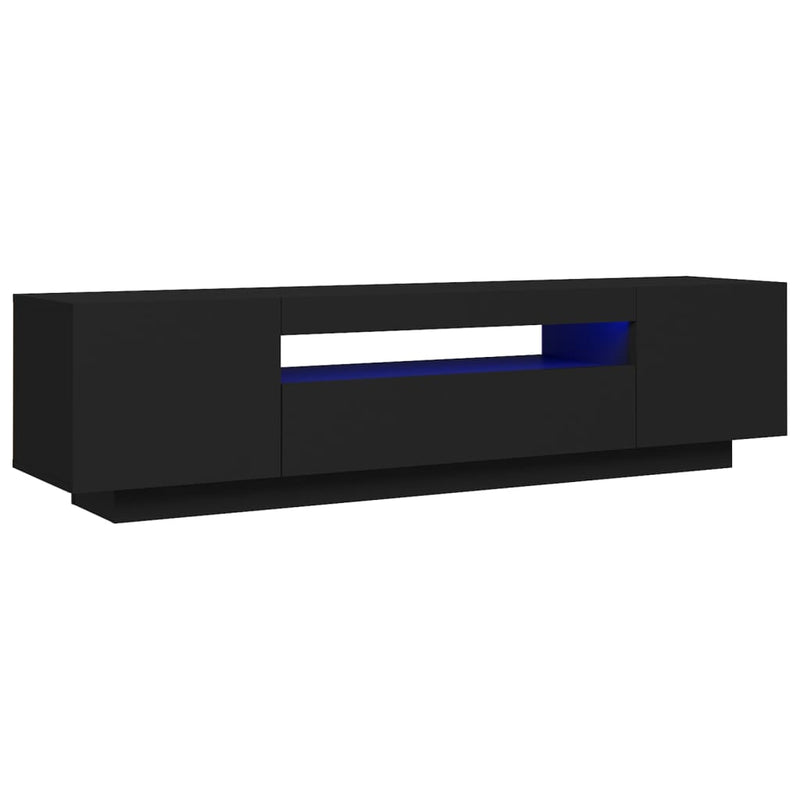 TV Cabinet with LED Lights Black 160x35x40 cm