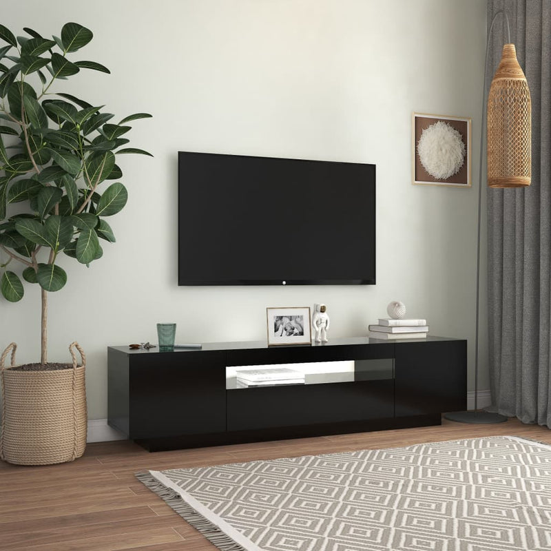 TV Cabinet with LED Lights Black 160x35x40 cm