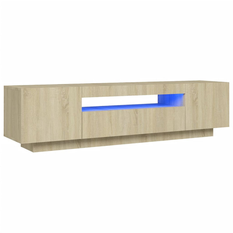 TV Cabinet with LED Lights Sonoma Oak 160x35x40 cm