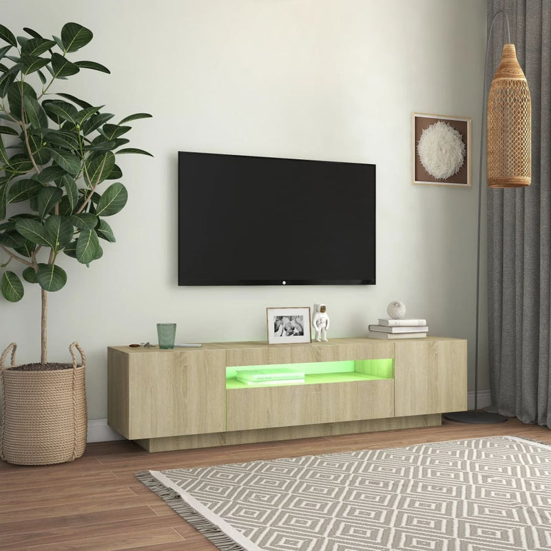 TV Cabinet with LED Lights Sonoma Oak 160x35x40 cm