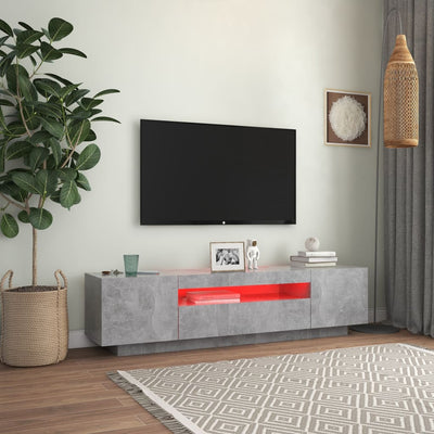 TV Cabinet with LED Lights Concrete Grey 160x35x40 cm