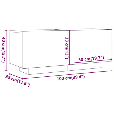 TV Cabinet High Gloss Grey 100x35x40 cm Engineered Wood