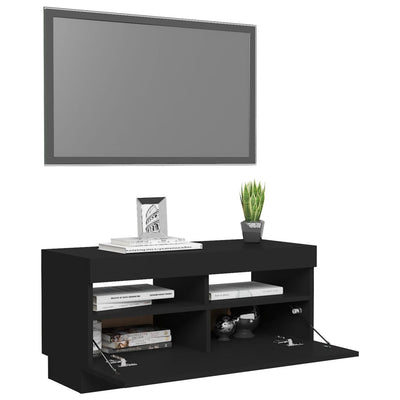 TV Cabinet with LED Lights Black 80x35x40 cm