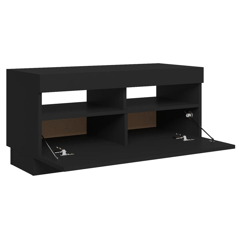 TV Cabinet with LED Lights Black 80x35x40 cm