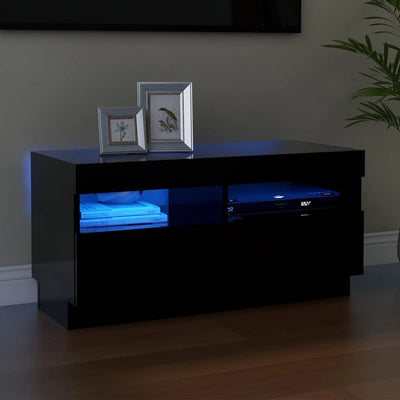 TV Cabinet with LED Lights Black 80x35x40 cm