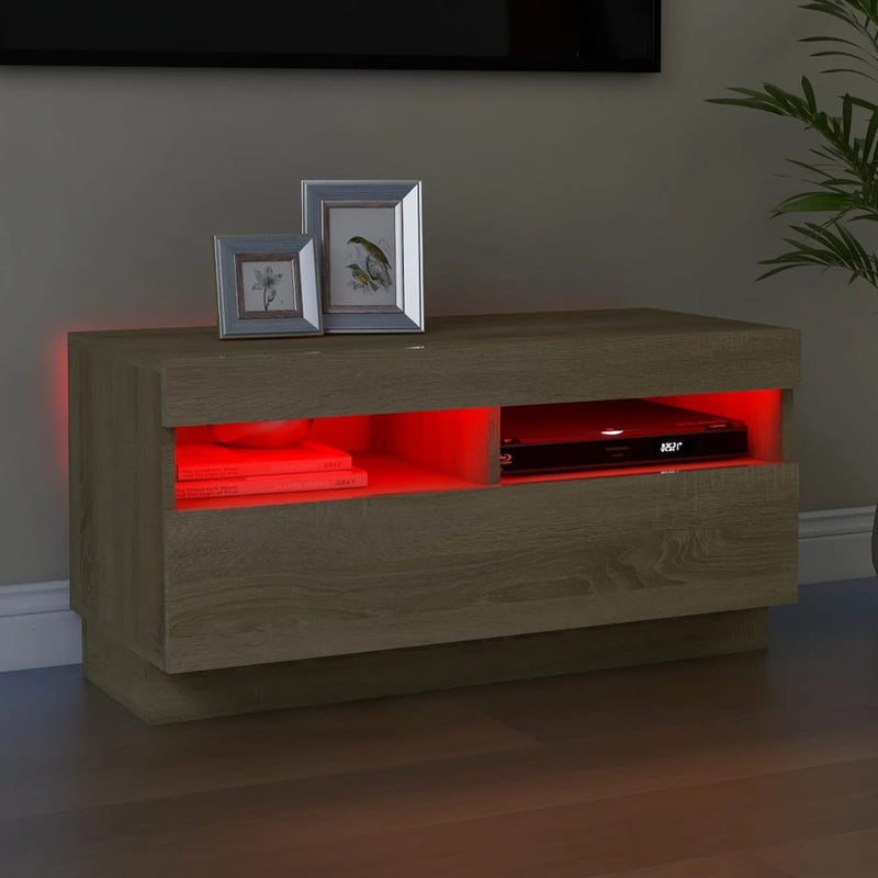 TV Cabinet with LED Lights Sonoma Oak 80x35x40 cm