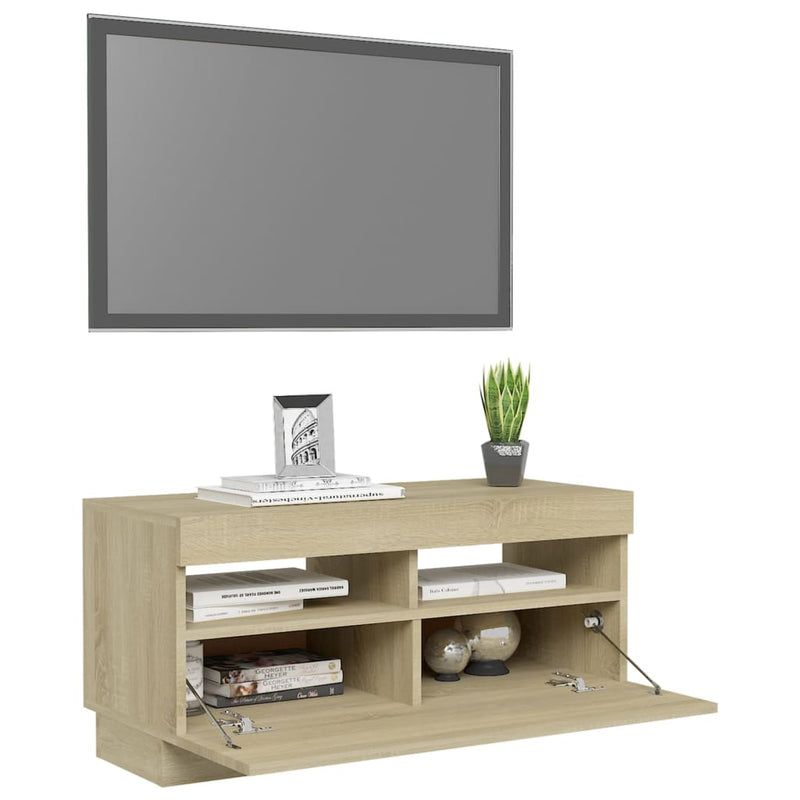 TV Cabinet with LED Lights Sonoma Oak 80x35x40 cm