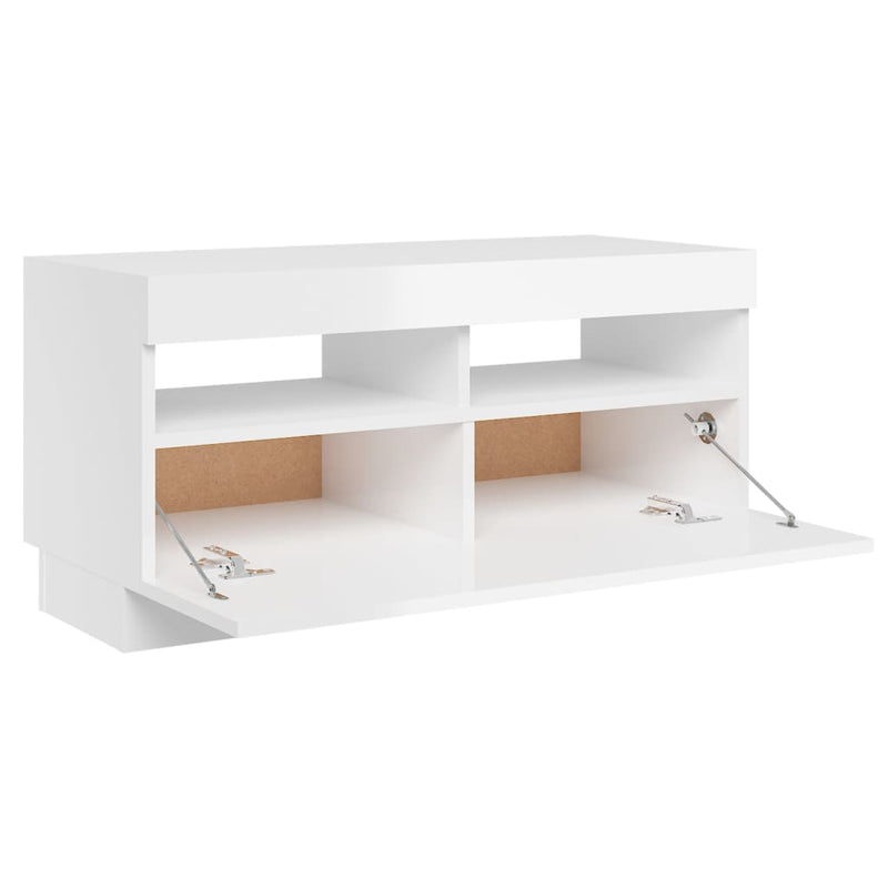 TV Cabinet with LED Lights High Gloss White 80x35x40 cm