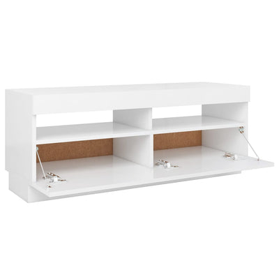 TV Cabinet with LED Lights White 100x35x40 cm