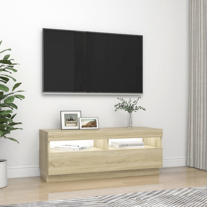 TV Cabinet with LED Lights Sonoma Oak 100x35x40 cm