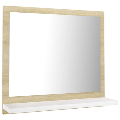 Bathroom Mirror White and Sonoma Oak 40x10.5x37 cm Engineered Wood