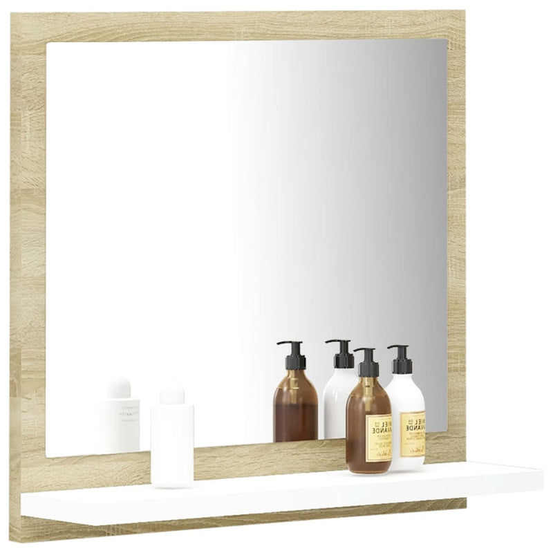 Bathroom Mirror White and Sonoma Oak 40x10.5x37 cm Engineered Wood