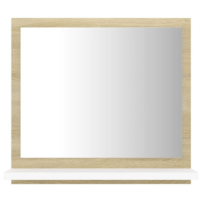 Bathroom Mirror White and Sonoma Oak 40x10.5x37 cm Engineered Wood