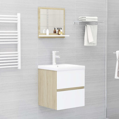 Bathroom Mirror White and Sonoma Oak 40x10.5x37 cm Engineered Wood