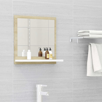 Bathroom Mirror White and Sonoma Oak 40x10.5x37 cm Engineered Wood