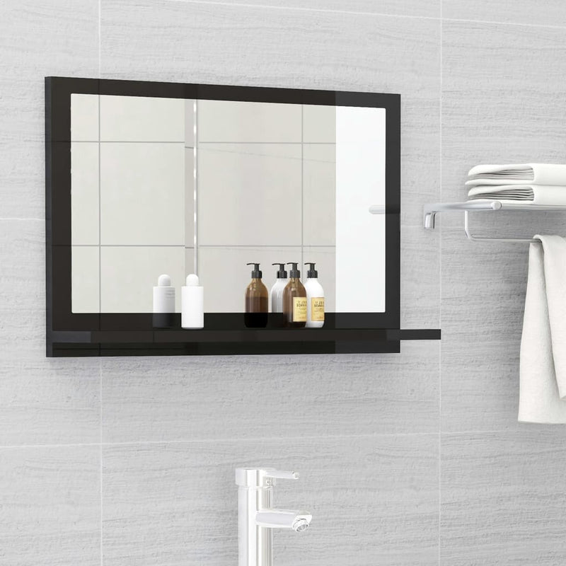 Bathroom Mirror High Gloss Black 60x10.5x37 cm Engineered Wood