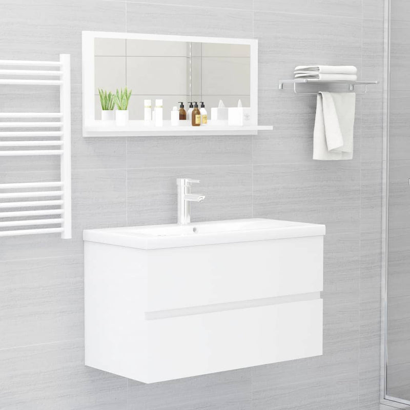 Bathroom Mirror High Gloss White 80x10.5x37 cm Engineered Wood