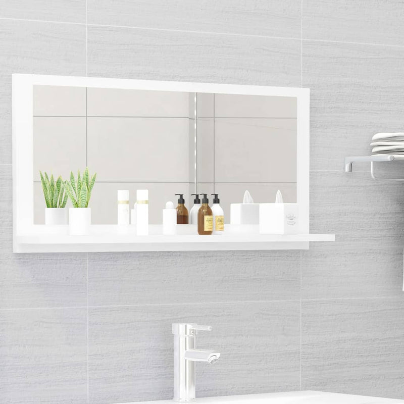 Bathroom Mirror High Gloss White 80x10.5x37 cm Engineered Wood