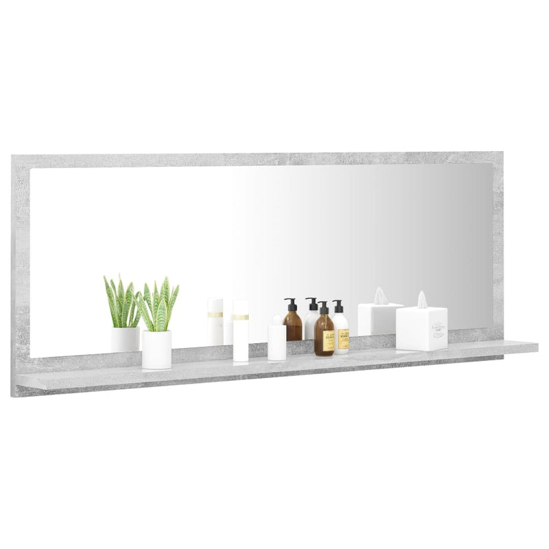 Bathroom Mirror Concrete Grey 100x10.5x37 cm Engineered Wood